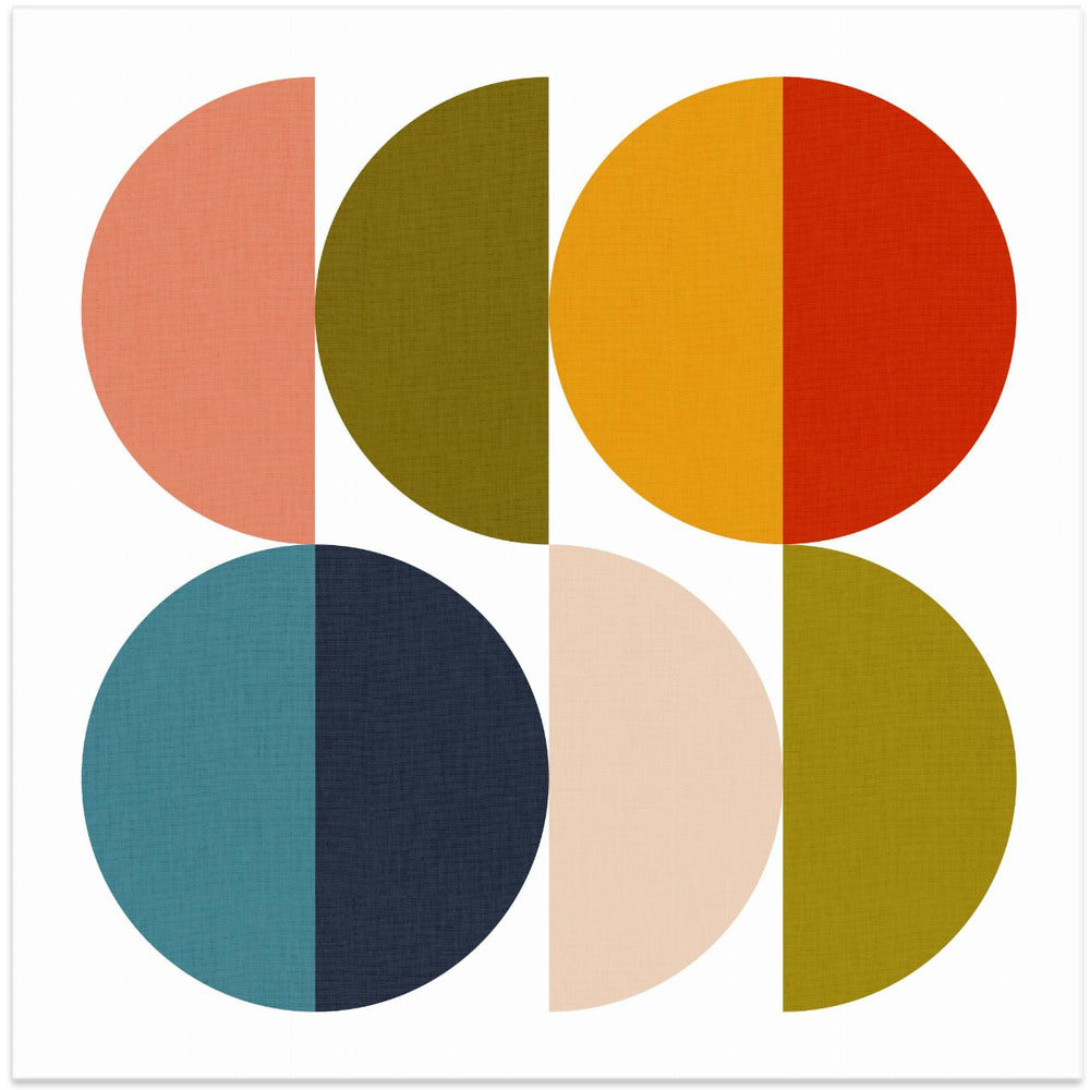 Mid Century Geometric Color Play 2 - Square Stretched Canvas, Poster or Fine Art Print I Heart Wall Art