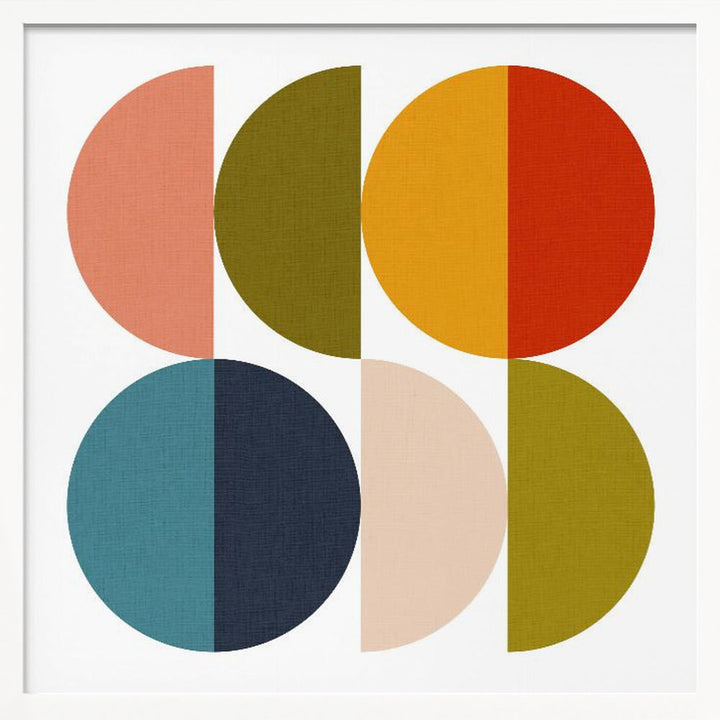 Mid Century Geometric Color Play 2 - Square Stretched Canvas, Poster or Fine Art Print I Heart Wall Art