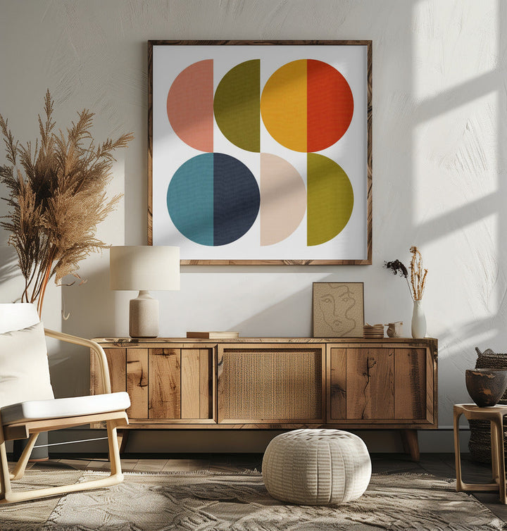 Mid Century Geometric Color Play 2 - Square Stretched Canvas, Poster or Fine Art Print I Heart Wall Art