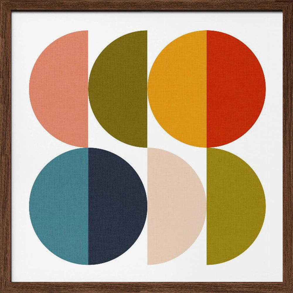 Mid Century Geometric Color Play 2 - Square Stretched Canvas, Poster or Fine Art Print I Heart Wall Art
