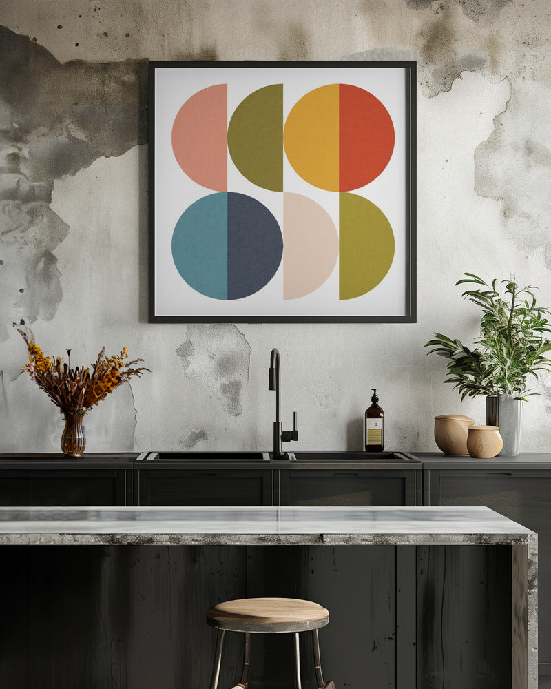 Mid Century Geometric Color Play 2 - Square Stretched Canvas, Poster or Fine Art Print I Heart Wall Art