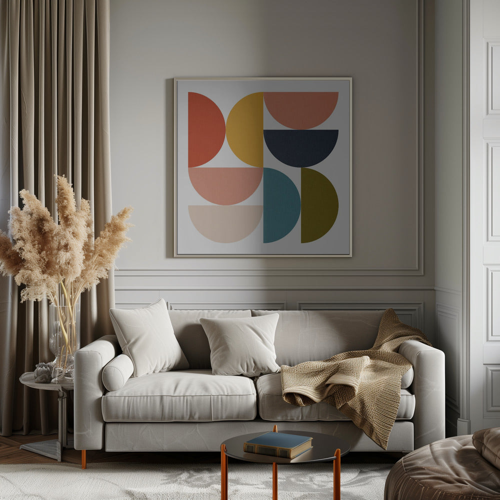 Mid Century Geometric Color Play 4 - Square Stretched Canvas, Poster or Fine Art Print I Heart Wall Art