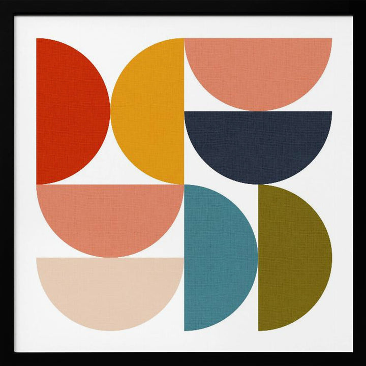 Mid Century Geometric Color Play 4 - Square Stretched Canvas, Poster or Fine Art Print I Heart Wall Art