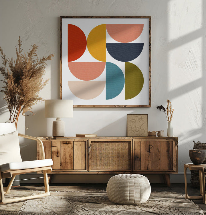 Mid Century Geometric Color Play 4 - Square Stretched Canvas, Poster or Fine Art Print I Heart Wall Art