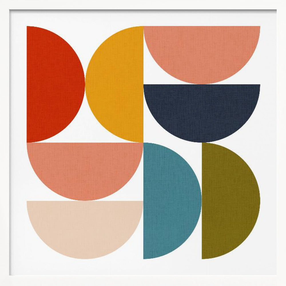Mid Century Geometric Color Play 4 - Square Stretched Canvas, Poster or Fine Art Print I Heart Wall Art