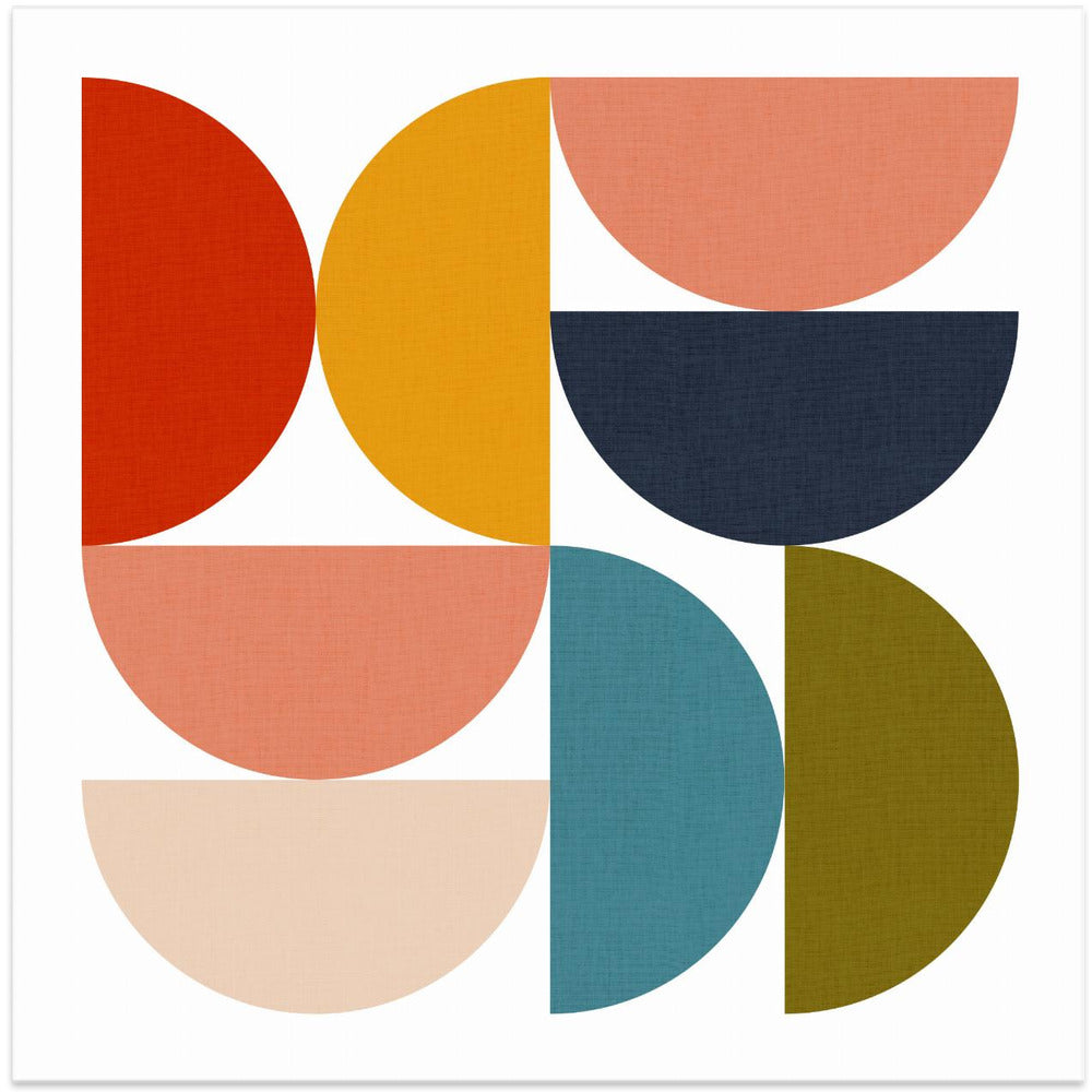 Mid Century Geometric Color Play 4 - Square Stretched Canvas, Poster or Fine Art Print I Heart Wall Art