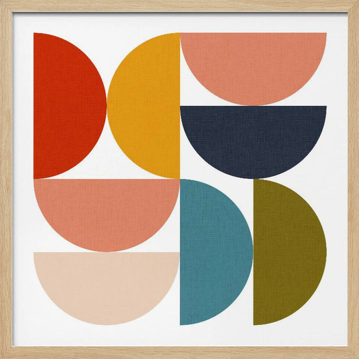 Mid Century Geometric Color Play 4 - Square Stretched Canvas, Poster or Fine Art Print I Heart Wall Art