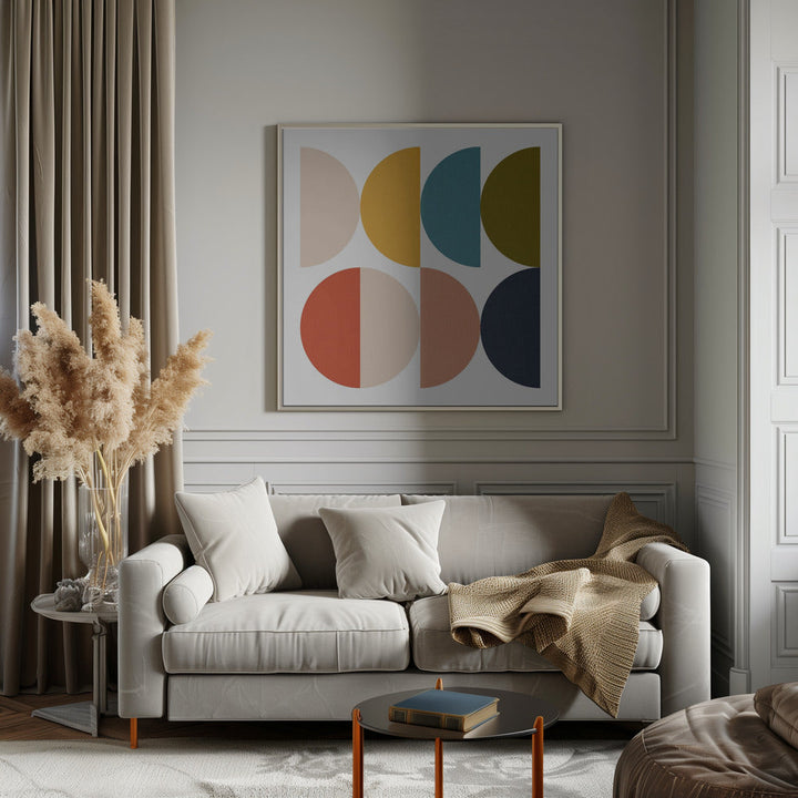 Mid Century Geometric Color Play - Square Stretched Canvas, Poster or Fine Art Print I Heart Wall Art