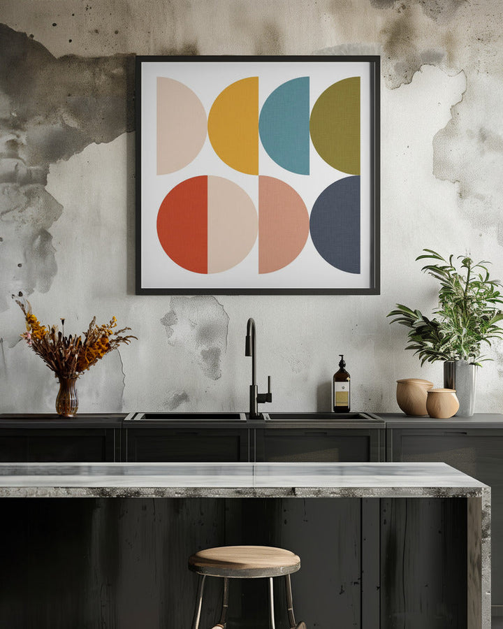 Mid Century Geometric Color Play - Square Stretched Canvas, Poster or Fine Art Print I Heart Wall Art