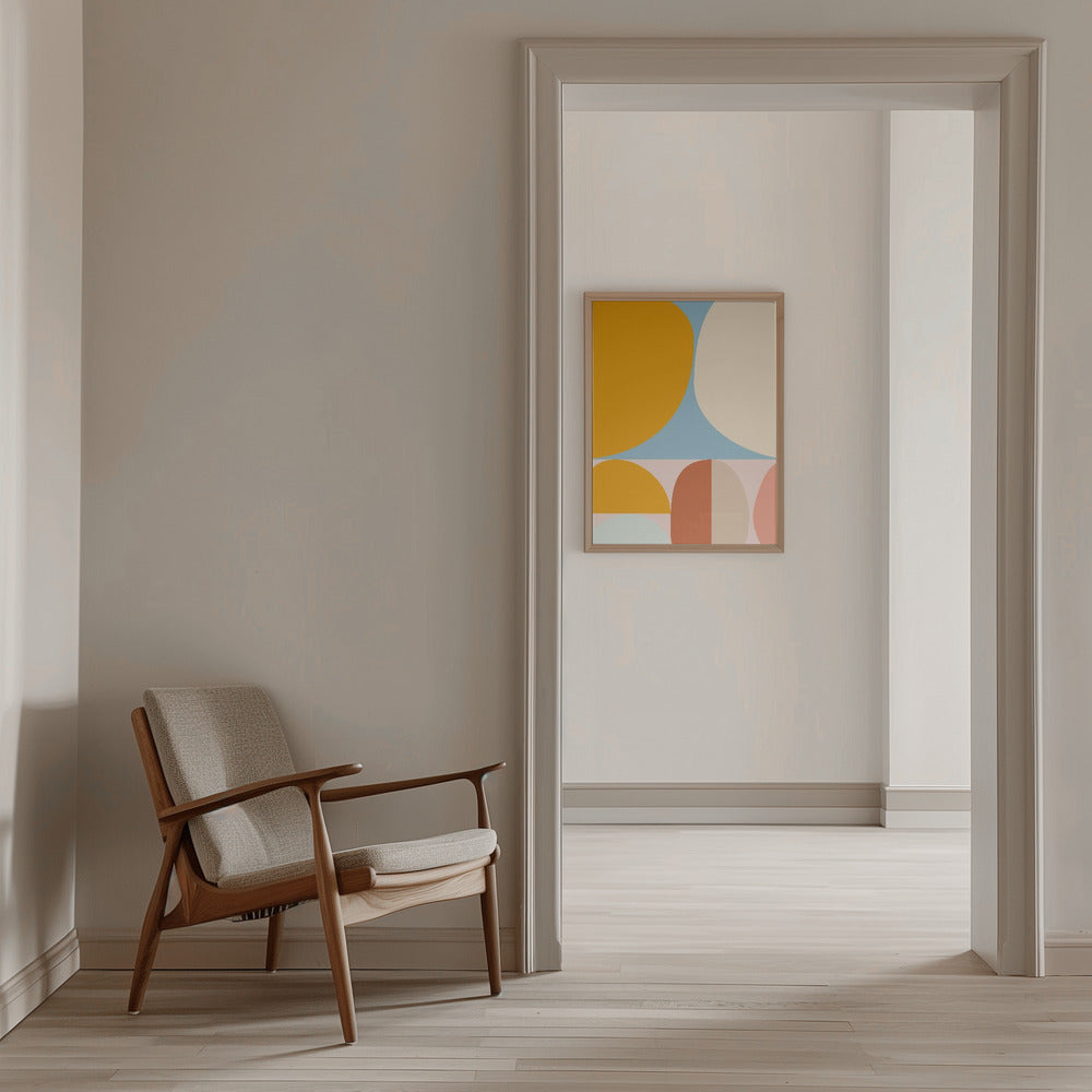Mid Century Pastel 15 - Stretched Canvas, Poster or Fine Art Print I Heart Wall Art