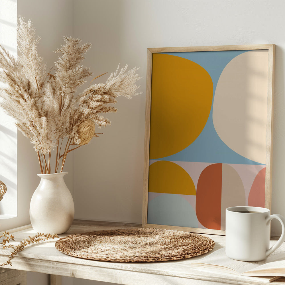 Mid Century Pastel 15 - Stretched Canvas, Poster or Fine Art Print I Heart Wall Art