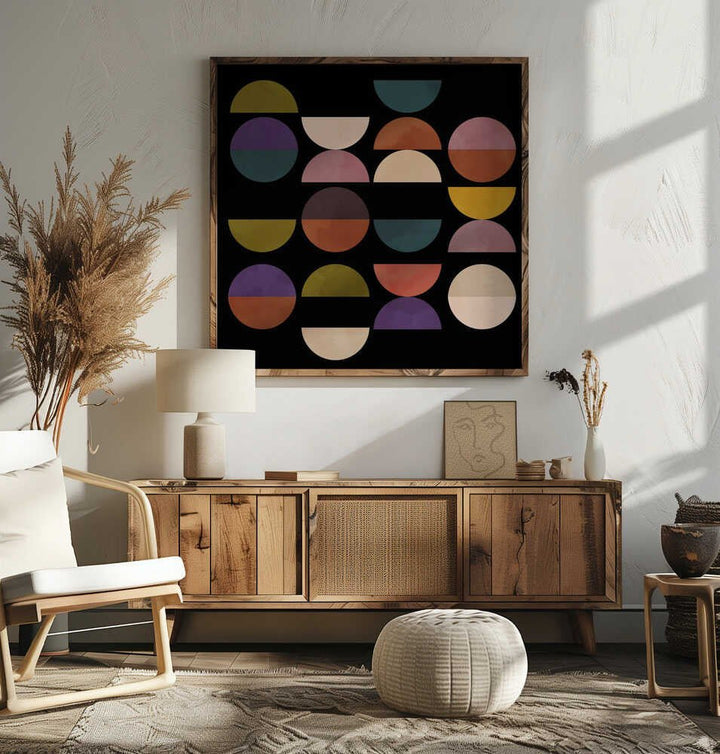 Mid Circles Terracotta Blck1 - Square Stretched Canvas, Poster or Fine Art Print - I Heart Wall Art - Poster Print, Canvas Print or Framed Art Print