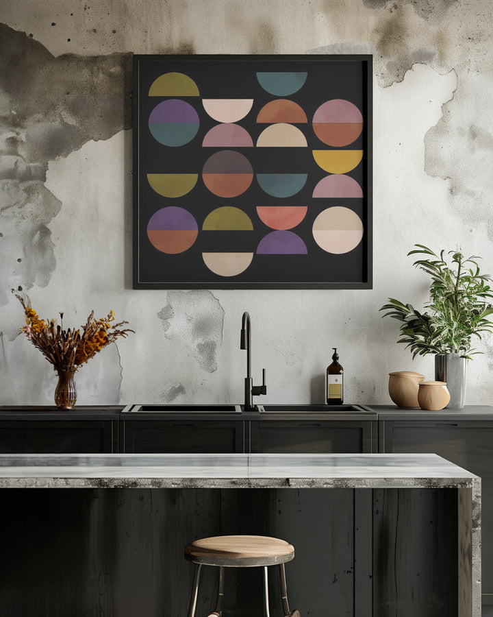 Mid Circles Terracotta Blck1 - Square Stretched Canvas, Poster or Fine Art Print I Heart Wall Art