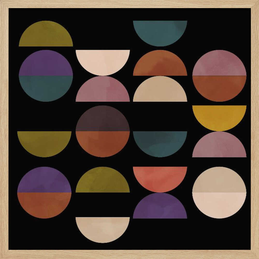 Mid Circles Terracotta Blck1 - Square Stretched Canvas, Poster or Fine Art Print - I Heart Wall Art - Poster Print, Canvas Print or Framed Art Print
