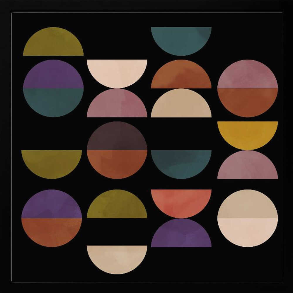 Mid Circles Terracotta Blck1 - Square Stretched Canvas, Poster or Fine Art Print - I Heart Wall Art - Poster Print, Canvas Print or Framed Art Print