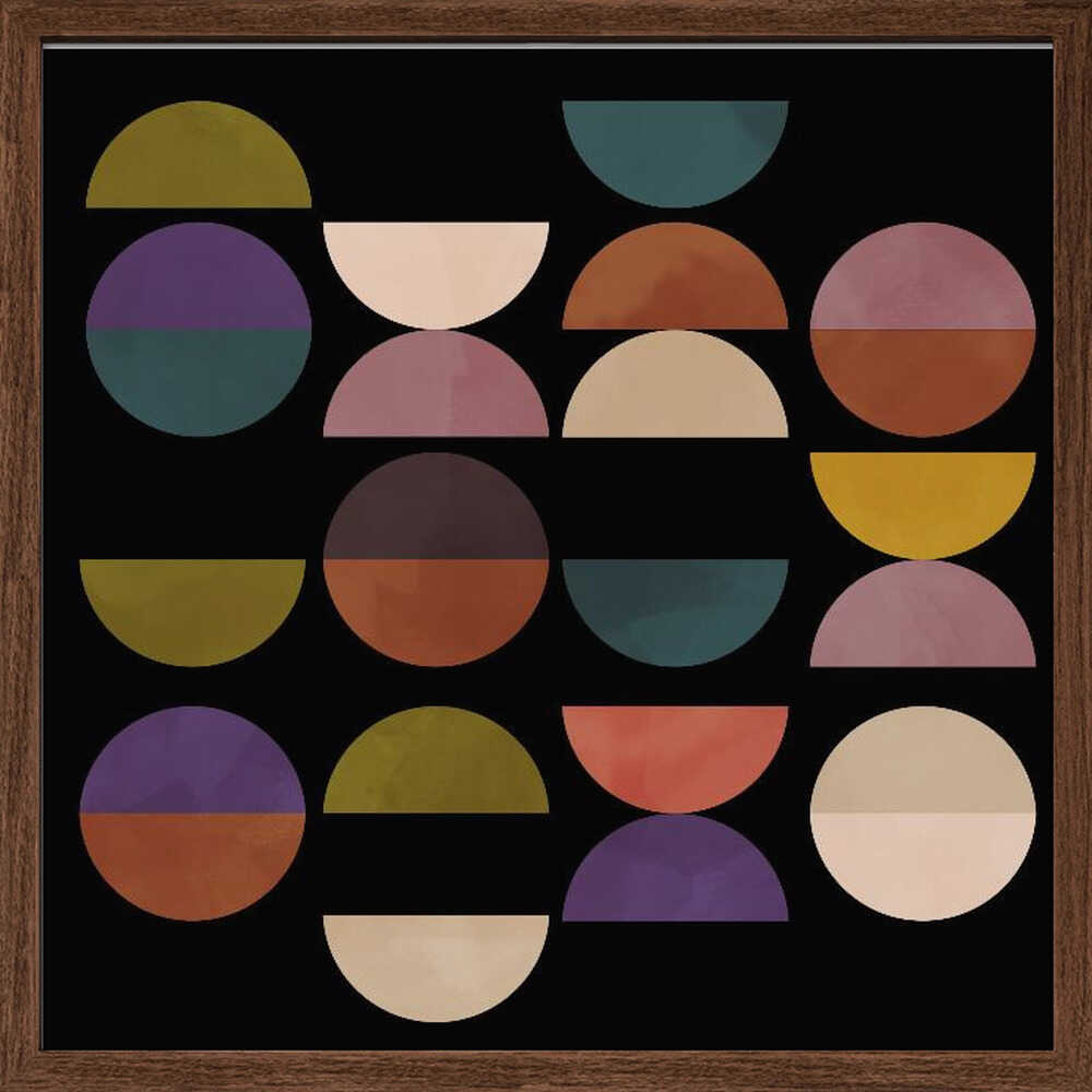 Mid Circles Terracotta Blck1 - Square Stretched Canvas, Poster or Fine Art Print - I Heart Wall Art - Poster Print, Canvas Print or Framed Art Print