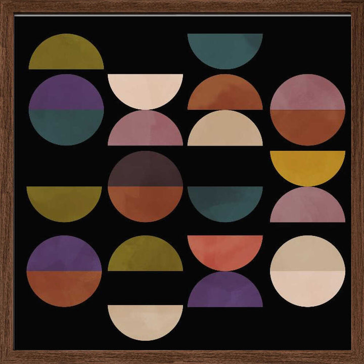 Mid Circles Terracotta Blck1 - Square Stretched Canvas, Poster or Fine Art Print - I Heart Wall Art - Poster Print, Canvas Print or Framed Art Print