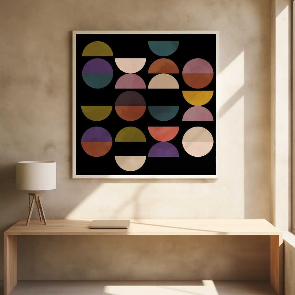 Mid Circles Terracotta Blck1 - Square Stretched Canvas, Poster or Fine Art Print - I Heart Wall Art - Poster Print, Canvas Print or Framed Art Print