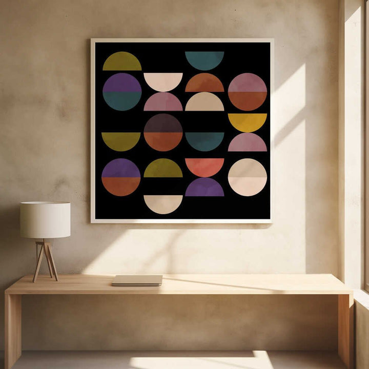 Mid Circles Terracotta Blck1 - Square Stretched Canvas, Poster or Fine Art Print - I Heart Wall Art - Poster Print, Canvas Print or Framed Art Print