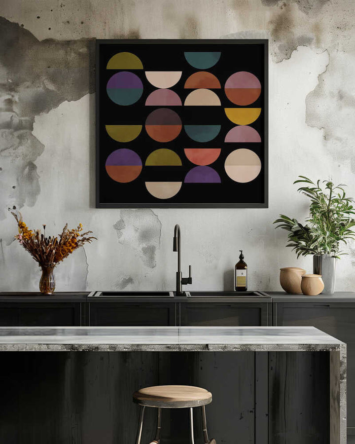 Mid Circles Terracotta Blck1 - Square Stretched Canvas, Poster or Fine Art Print - I Heart Wall Art - Poster Print, Canvas Print or Framed Art Print