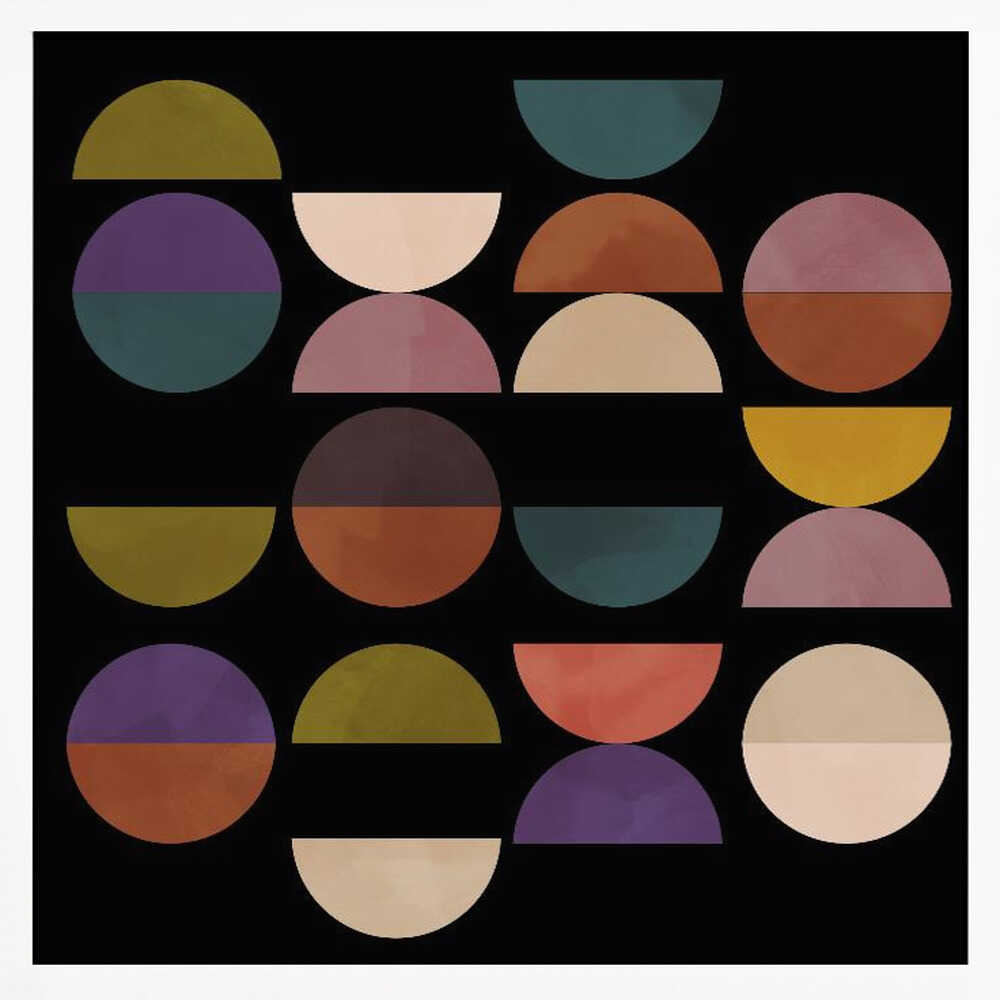 Mid Circles Terracotta Blck1 - Square Stretched Canvas, Poster or Fine Art Print - I Heart Wall Art - Poster Print, Canvas Print or Framed Art Print
