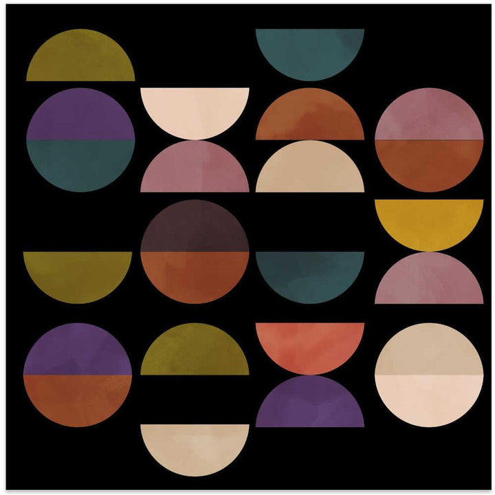 Mid Circles Terracotta Blck1 - Square Stretched Canvas, Poster or Fine Art Print - I Heart Wall Art - Poster Print, Canvas Print or Framed Art Print