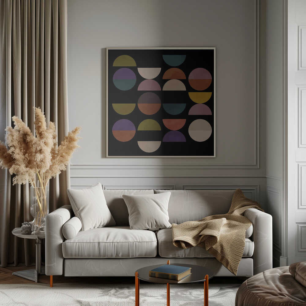 Mid Circles Terracotta Blck1 - Square Stretched Canvas, Poster or Fine Art Print - I Heart Wall Art - Poster Print, Canvas Print or Framed Art Print