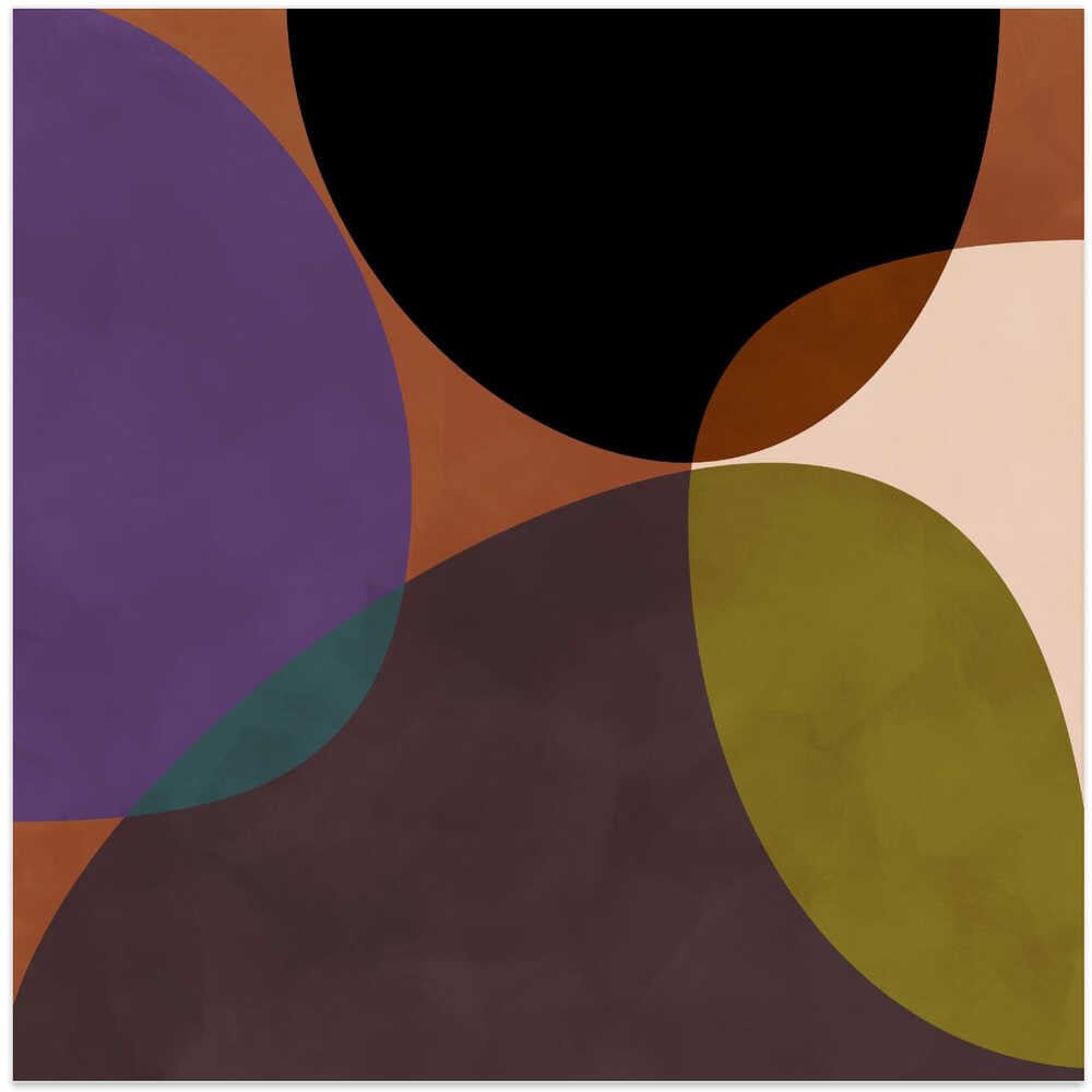 Mid Circles Terracotta Blck2 - Square Stretched Canvas, Poster or Fine Art Print - I Heart Wall Art - Poster Print, Canvas Print or Framed Art Print