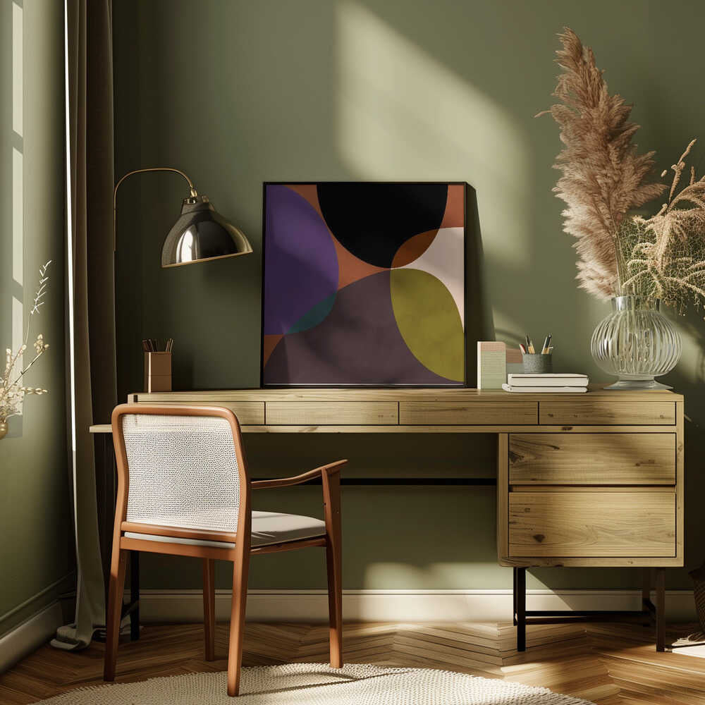 Mid Circles Terracotta Blck2 - Square Stretched Canvas, Poster or Fine Art Print - I Heart Wall Art - Poster Print, Canvas Print or Framed Art Print