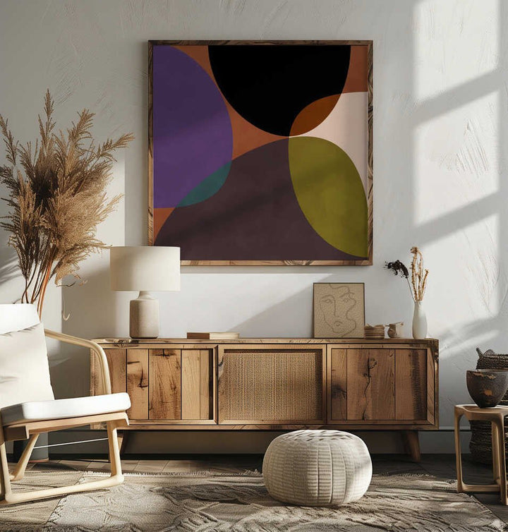 Mid Circles Terracotta Blck2 - Square Stretched Canvas, Poster or Fine Art Print - I Heart Wall Art - Poster Print, Canvas Print or Framed Art Print