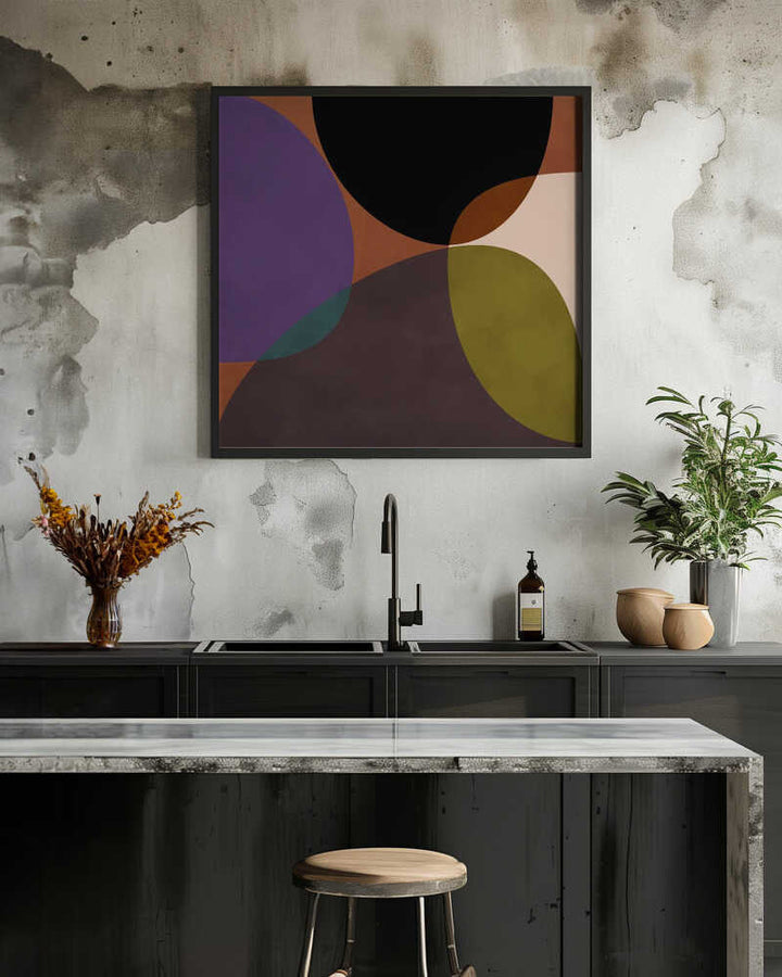 Mid Circles Terracotta Blck2 - Square Stretched Canvas, Poster or Fine Art Print - I Heart Wall Art - Poster Print, Canvas Print or Framed Art Print