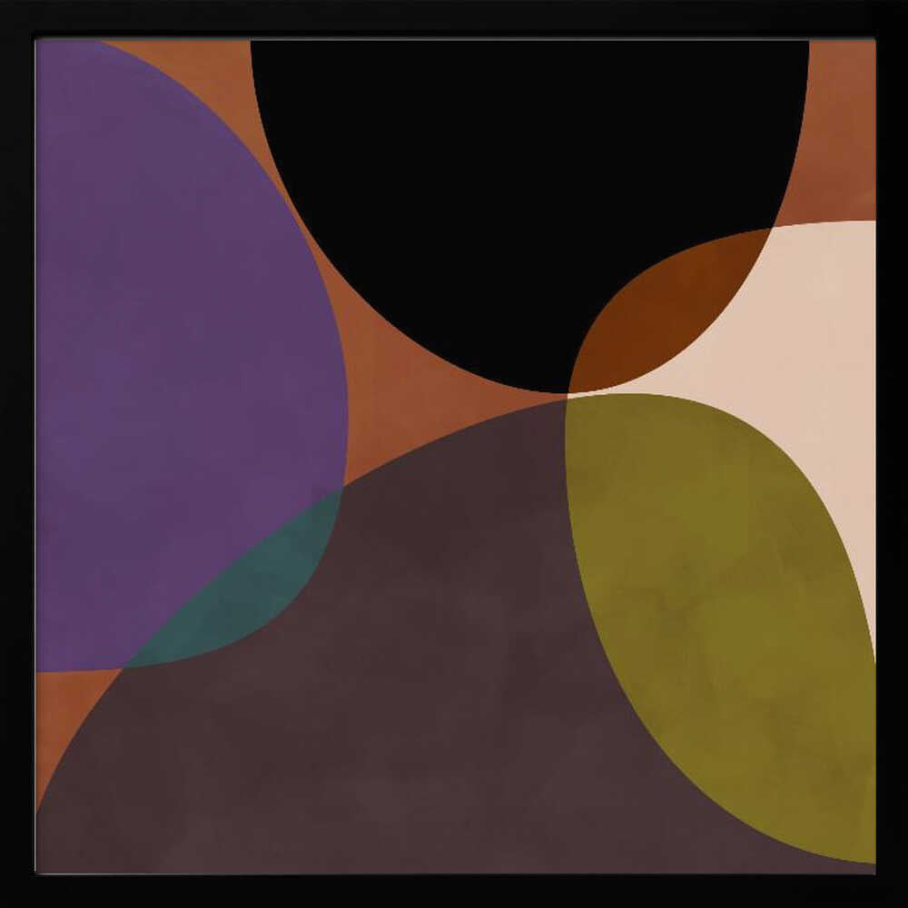 Mid Circles Terracotta Blck2 - Square Stretched Canvas, Poster or Fine Art Print - I Heart Wall Art - Poster Print, Canvas Print or Framed Art Print