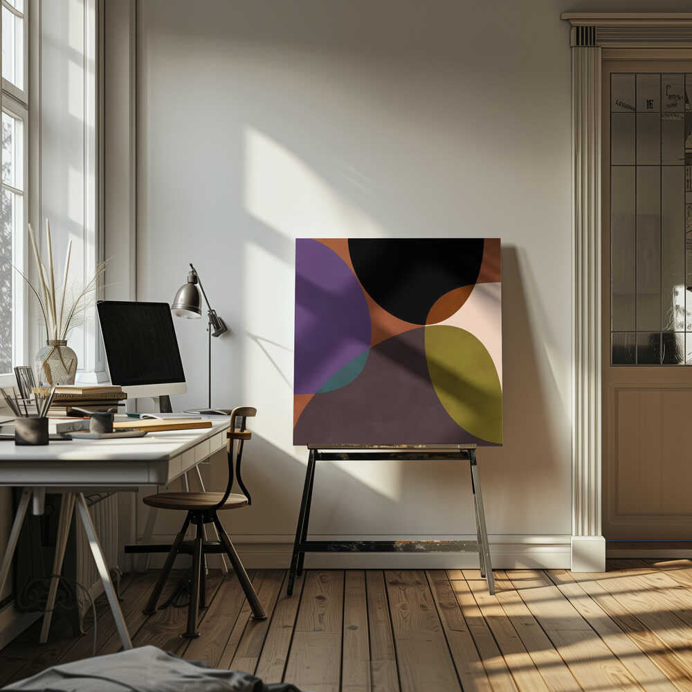 Mid Circles Terracotta Blck2 - Square Stretched Canvas, Poster or Fine Art Print - I Heart Wall Art - Poster Print, Canvas Print or Framed Art Print