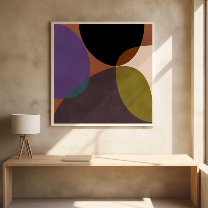 Mid Circles Terracotta Blck2 - Square Stretched Canvas, Poster or Fine Art Print - I Heart Wall Art - Poster Print, Canvas Print or Framed Art Print