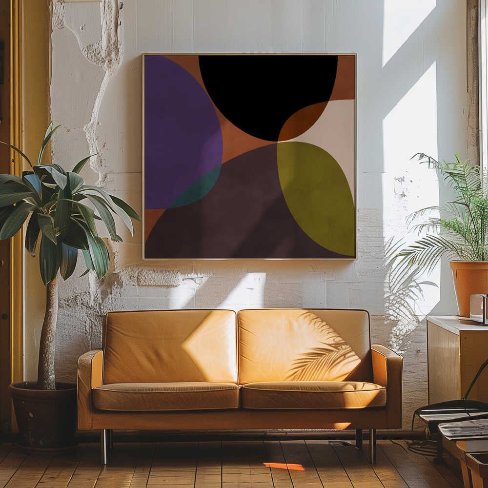 Mid Circles Terracotta Blck2 - Square Stretched Canvas, Poster or Fine Art Print - I Heart Wall Art - Poster Print, Canvas Print or Framed Art Print