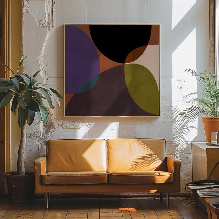 Mid Circles Terracotta Blck2 - Square Stretched Canvas, Poster or Fine Art Print - I Heart Wall Art - Poster Print, Canvas Print or Framed Art Print