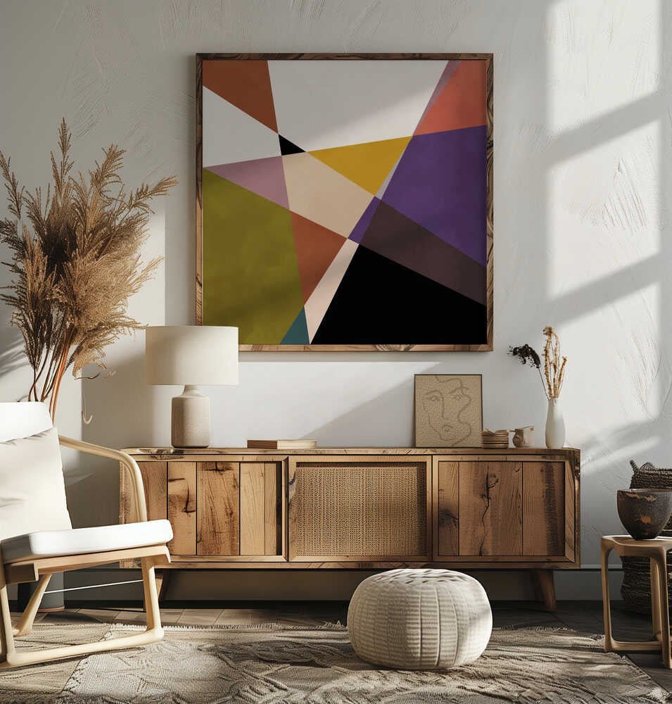 Mid Circles Terracotta Blck3 - Square Stretched Canvas, Poster or Fine Art Print - I Heart Wall Art - Poster Print, Canvas Print or Framed Art Print