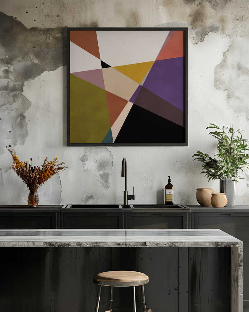 Mid Circles Terracotta Blck3 - Square Stretched Canvas, Poster or Fine Art Print - I Heart Wall Art - Poster Print, Canvas Print or Framed Art Print