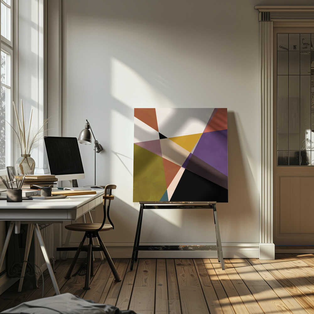 Mid Circles Terracotta Blck3 - Square Stretched Canvas, Poster or Fine Art Print - I Heart Wall Art - Poster Print, Canvas Print or Framed Art Print