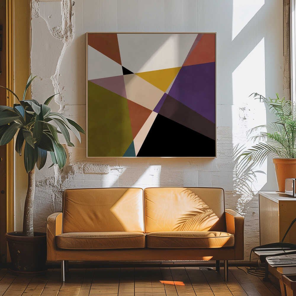 Mid Circles Terracotta Blck3 - Square Stretched Canvas, Poster or Fine Art Print - I Heart Wall Art - Poster Print, Canvas Print or Framed Art Print