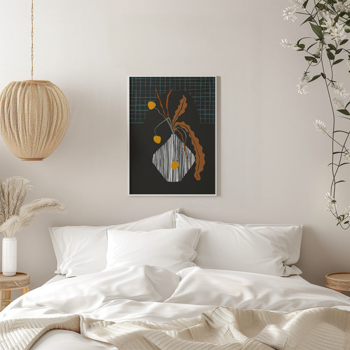 Midcentury Ikebana Dark - Stretched Canvas, Poster or Fine Art Print I Heart Wall Art