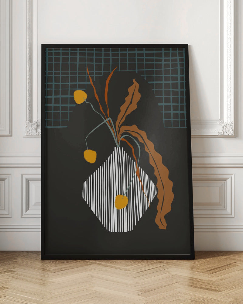Midcentury Ikebana Dark - Stretched Canvas, Poster or Fine Art Print I Heart Wall Art