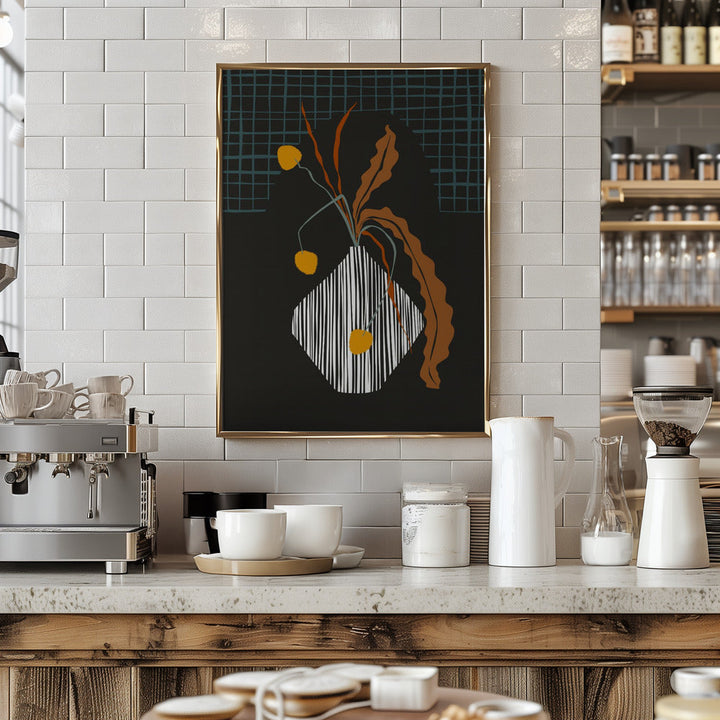 Midcentury Ikebana Dark - Stretched Canvas, Poster or Fine Art Print I Heart Wall Art