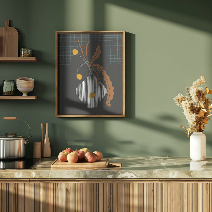Midcentury Ikebana Dark - Stretched Canvas, Poster or Fine Art Print I Heart Wall Art