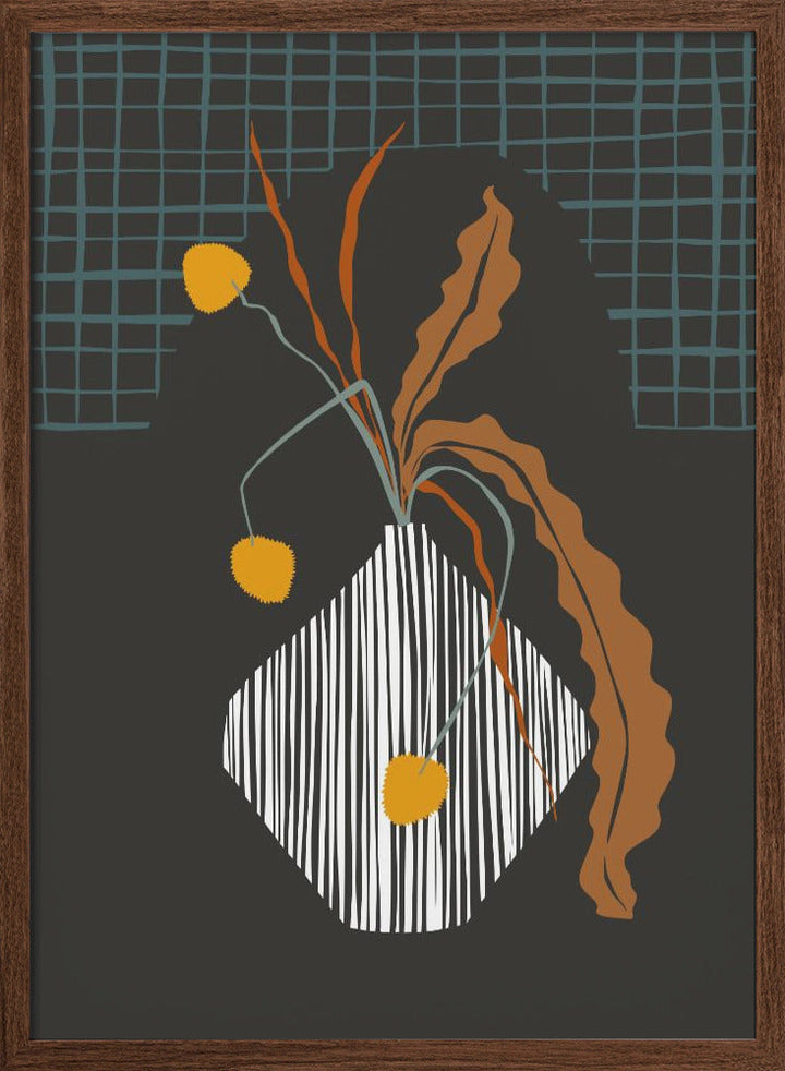 Midcentury Ikebana Dark - Stretched Canvas, Poster or Fine Art Print I Heart Wall Art