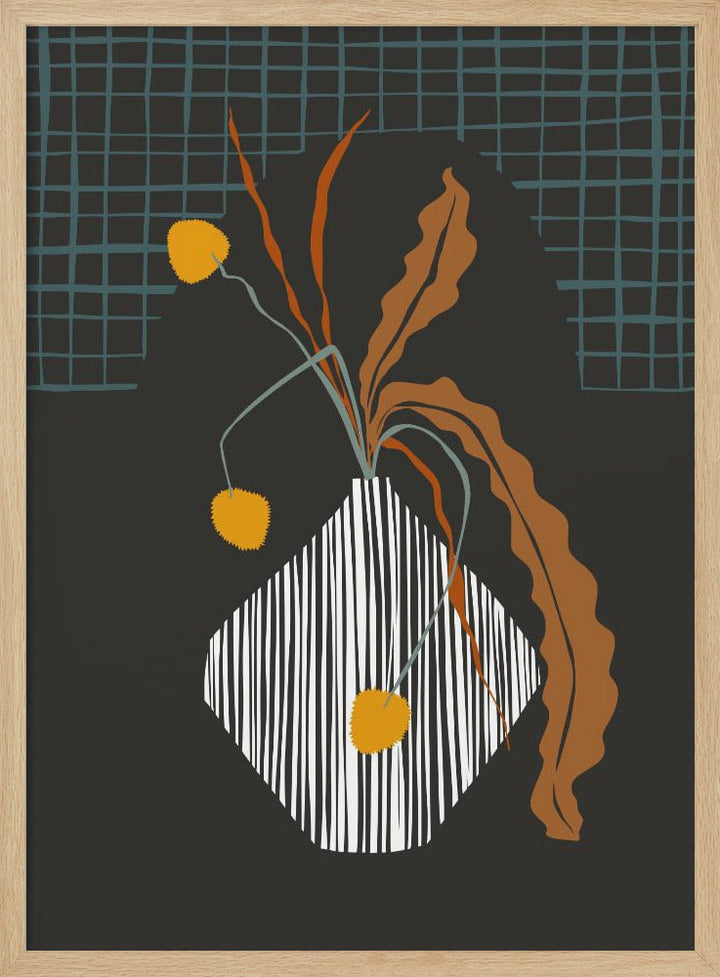 Midcentury Ikebana Dark - Stretched Canvas, Poster or Fine Art Print I Heart Wall Art