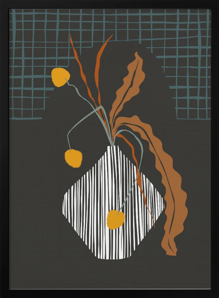 Midcentury Ikebana Dark - Stretched Canvas, Poster or Fine Art Print I Heart Wall Art