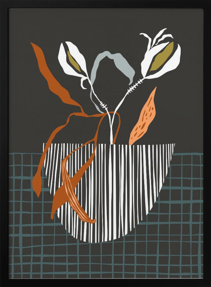 Midcentury Plant Pot Dark - Stretched Canvas, Poster or Fine Art Print I Heart Wall Art