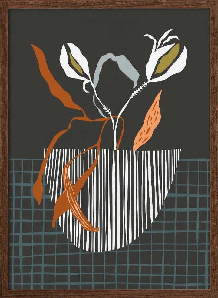 Midcentury Plant Pot Dark - Stretched Canvas, Poster or Fine Art Print I Heart Wall Art