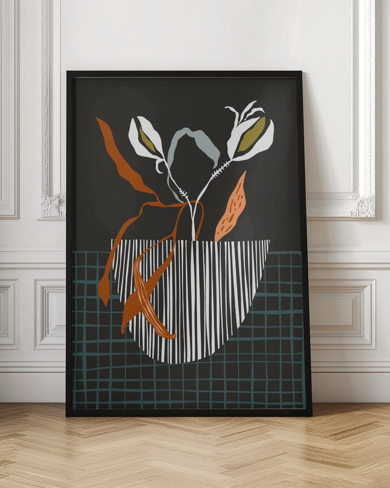 Midcentury Plant Pot Dark - Stretched Canvas, Poster or Fine Art Print I Heart Wall Art
